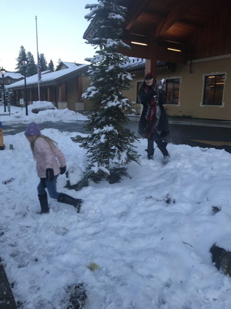 sibling snowball fight