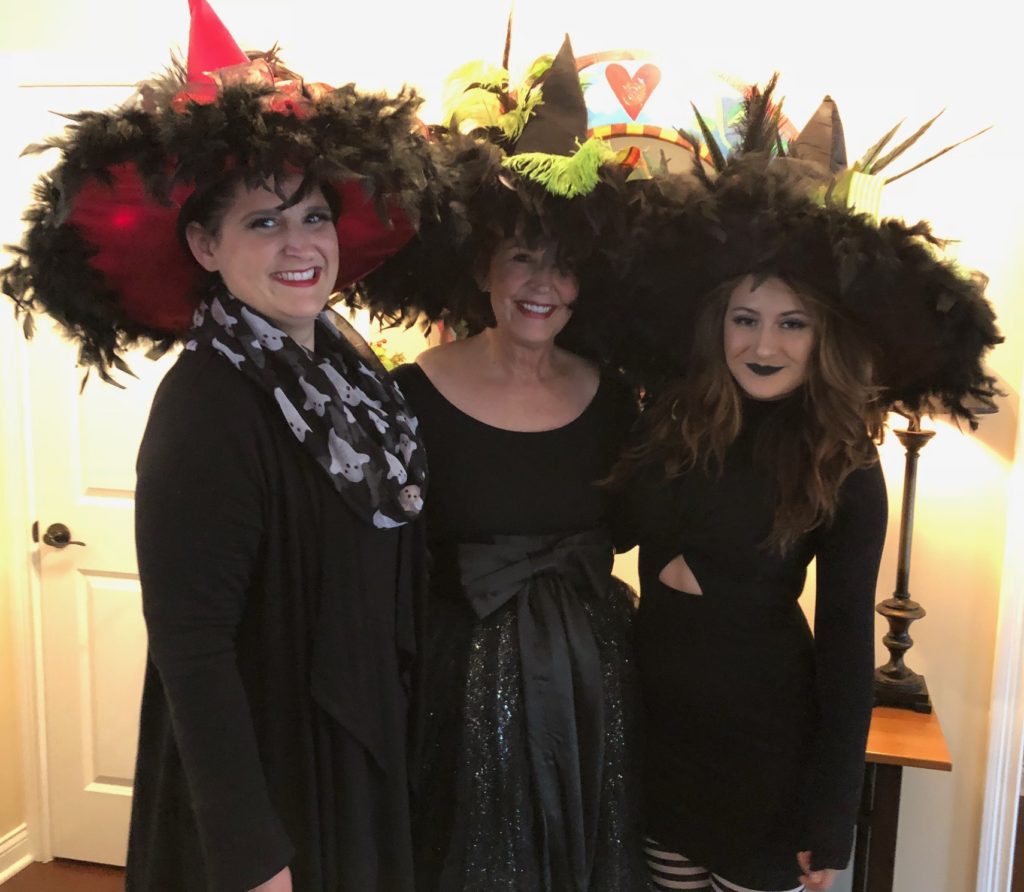 three generations dressed up for the witches brunch
