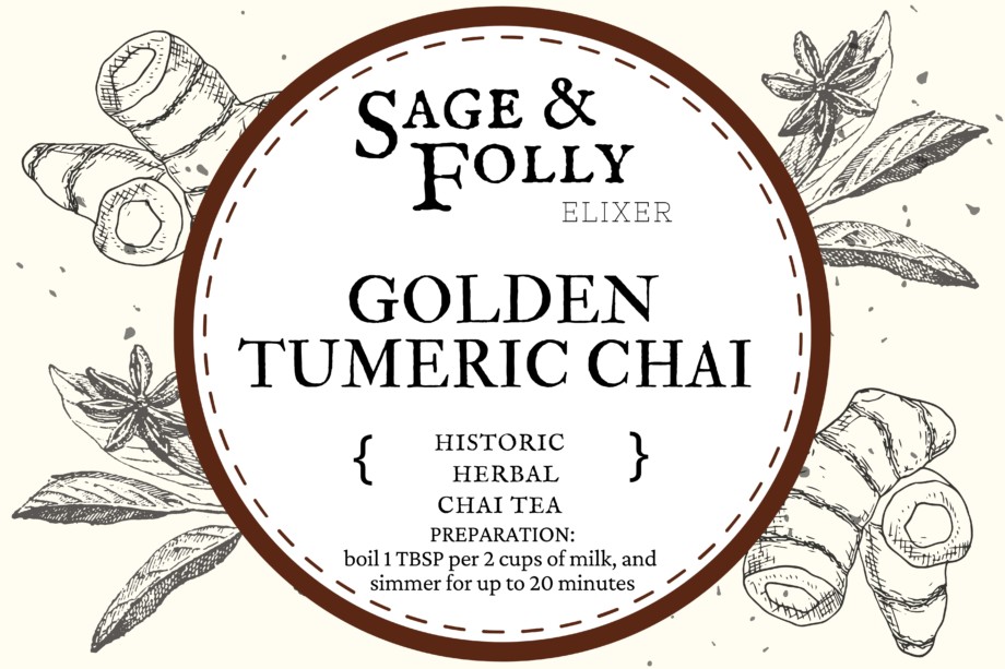 Golden tumeric chai tea label sage & Folly historical apothecary